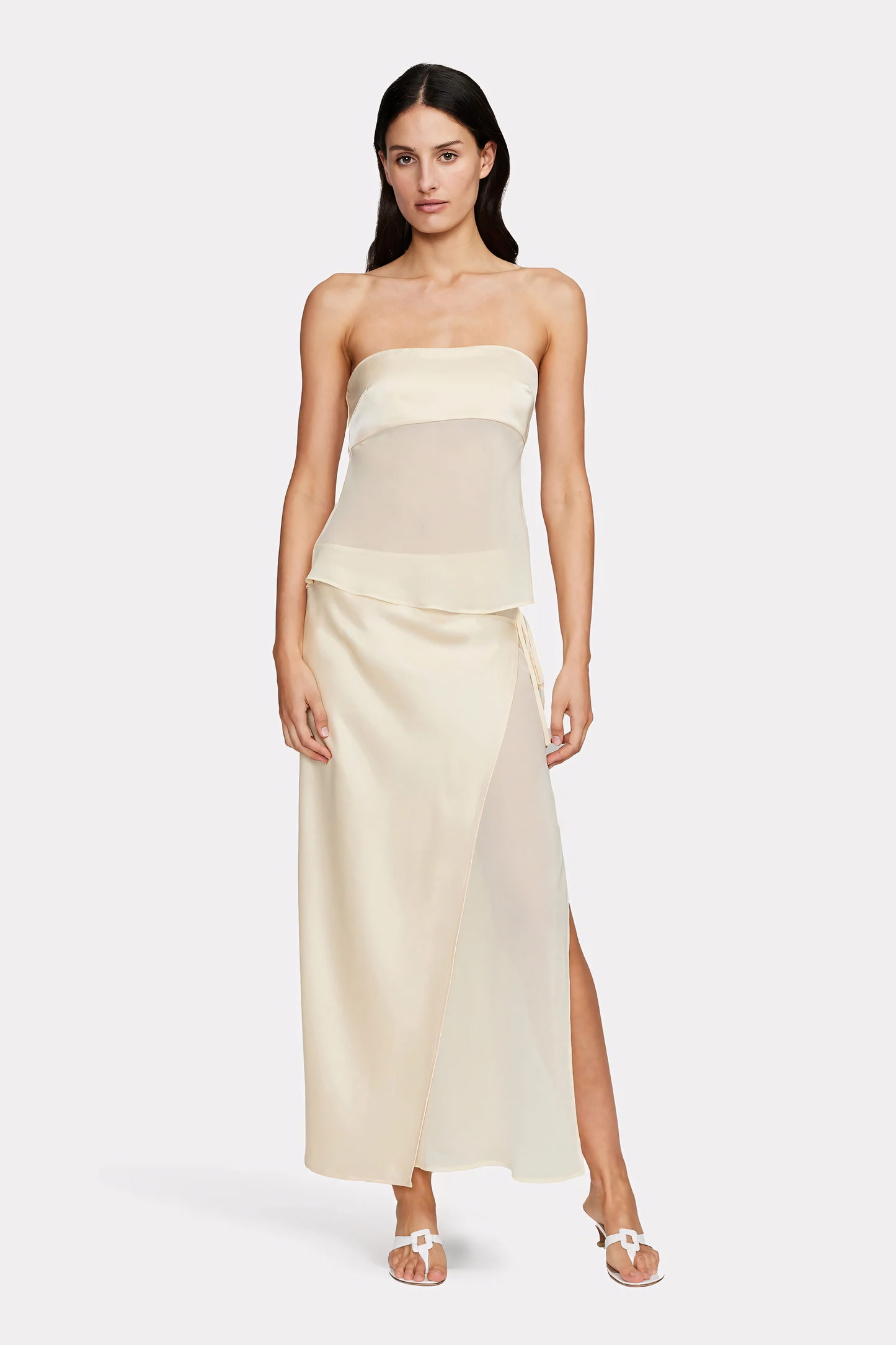 Vestido drapeado transparente Robin Radiance