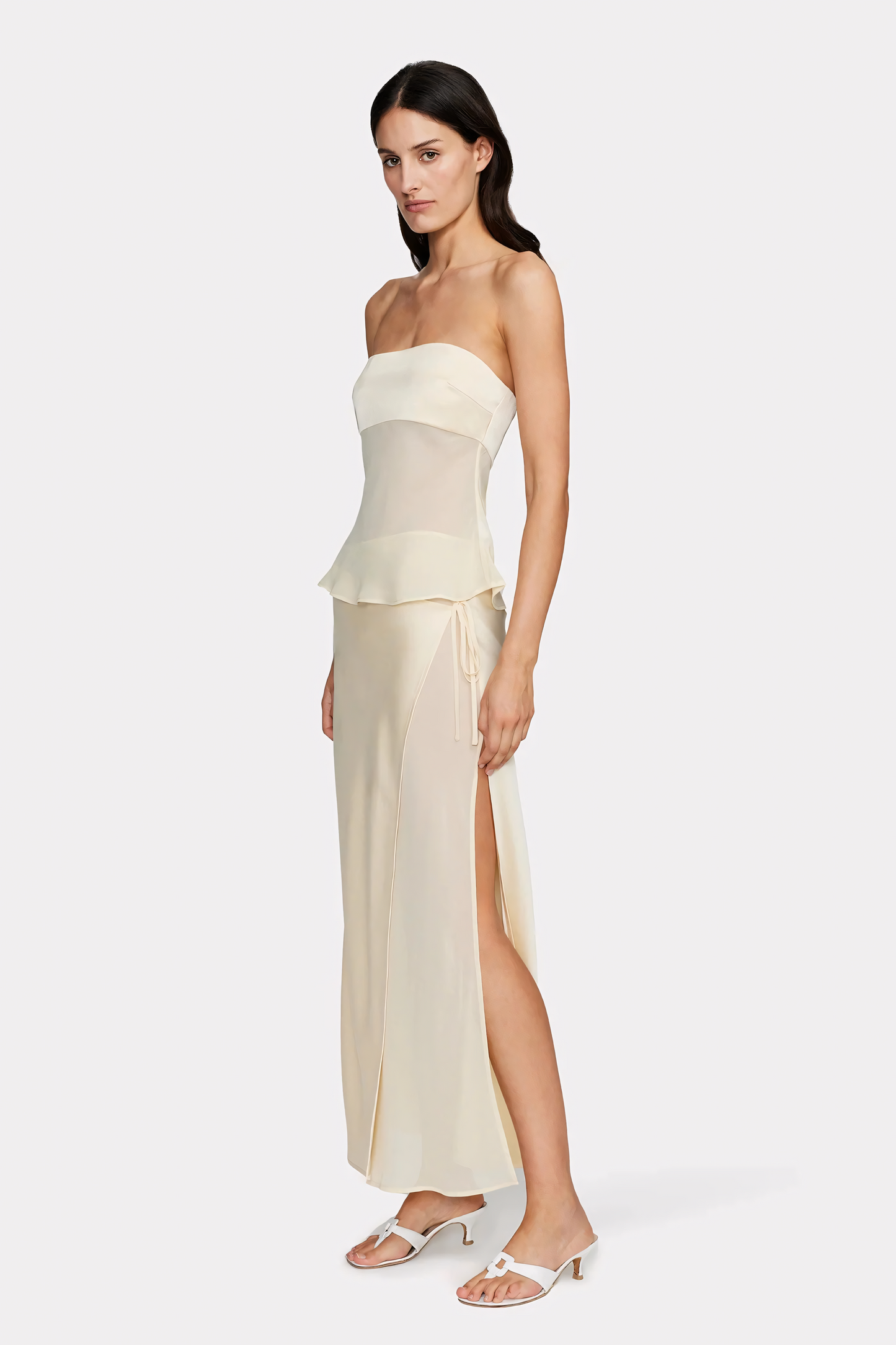 Vestido drapeado transparente Robin Radiance