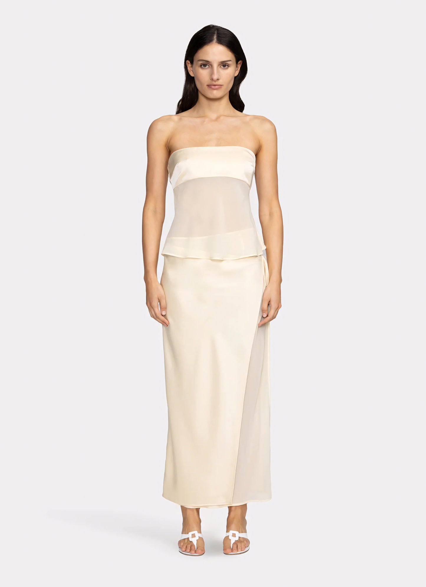 Vestido drapeado transparente Robin Radiance