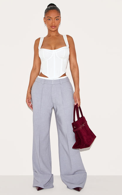 SHAPE CROP TOP STYLE CORSET BLANC EN MAILLE TISSÉE