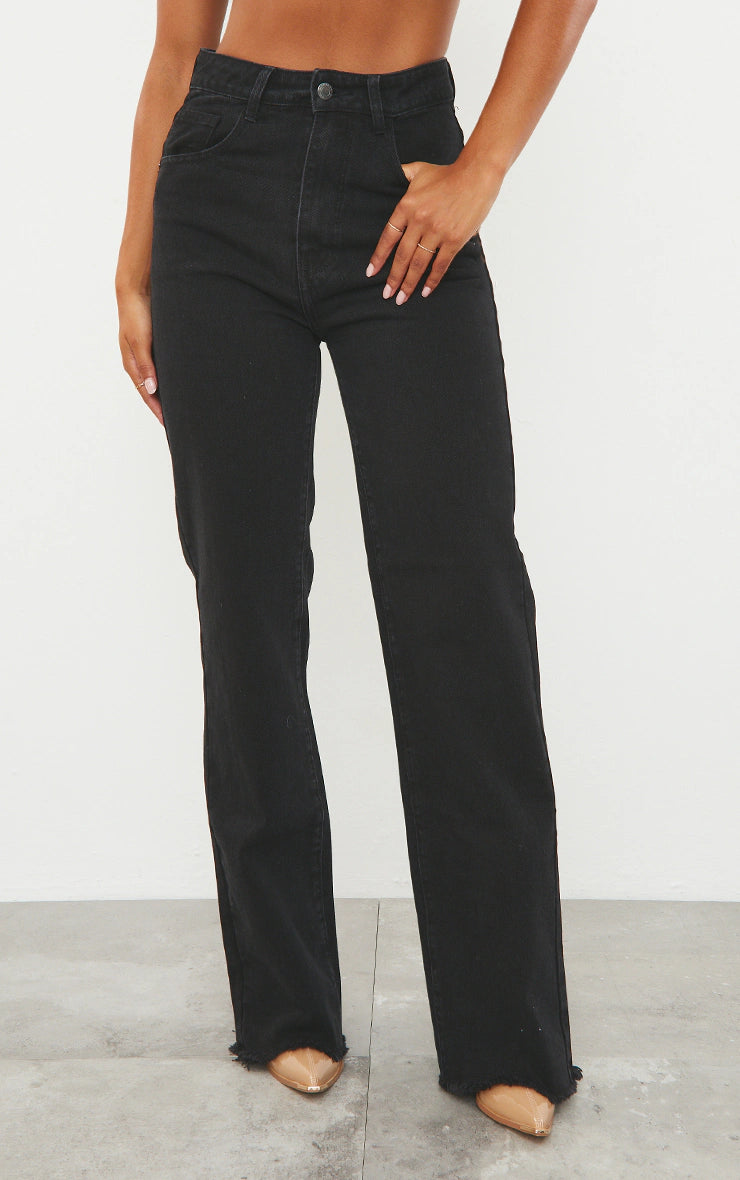 Melinda Jeans acampanados negros lavados 