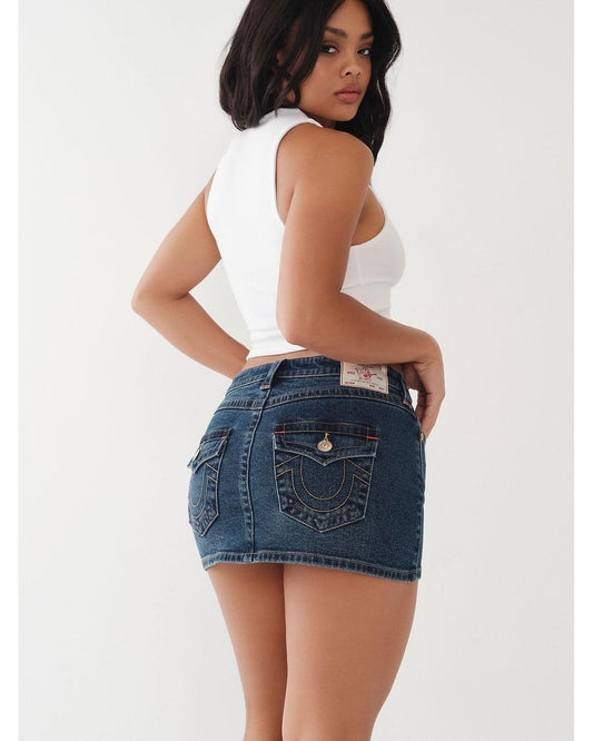 Solaqua Dark Blue Denim Mini Skirt