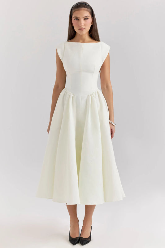 Ivory Satin Mini Dress